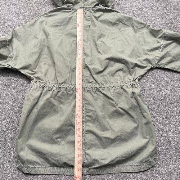 American Eagle Jacket Medium Green Cargo Military Field Hooded Coat Ladies - Picture 5 of 9